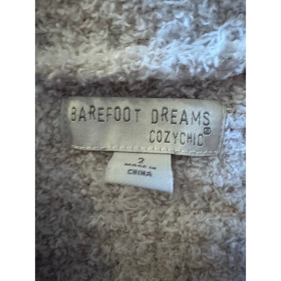 Barefoot Dreams CozyChic Robe Heather Stone/White Size 2 (med) - Picture 7 of 8